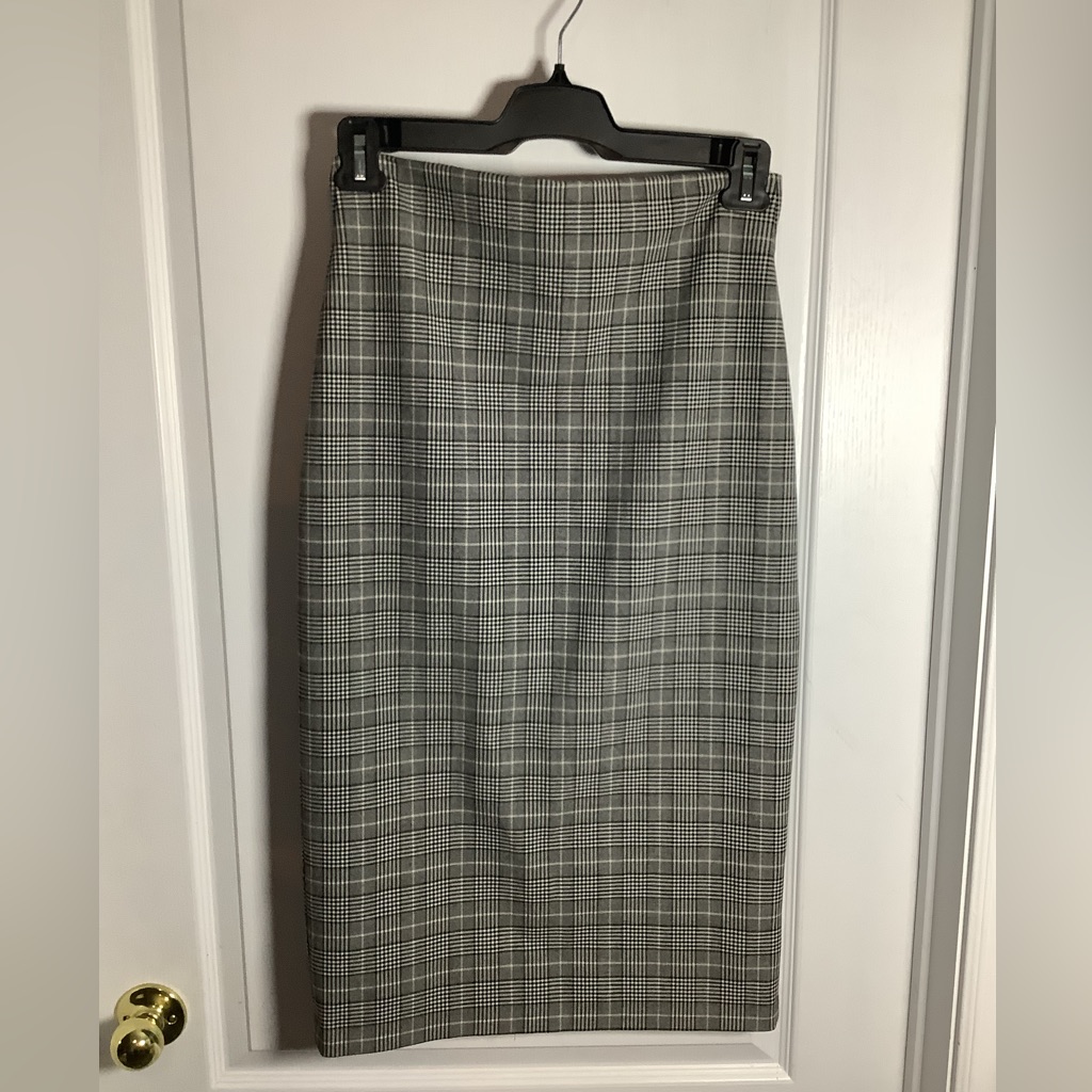 Zara Woman Classic Gray Plaid Pencil Skirt